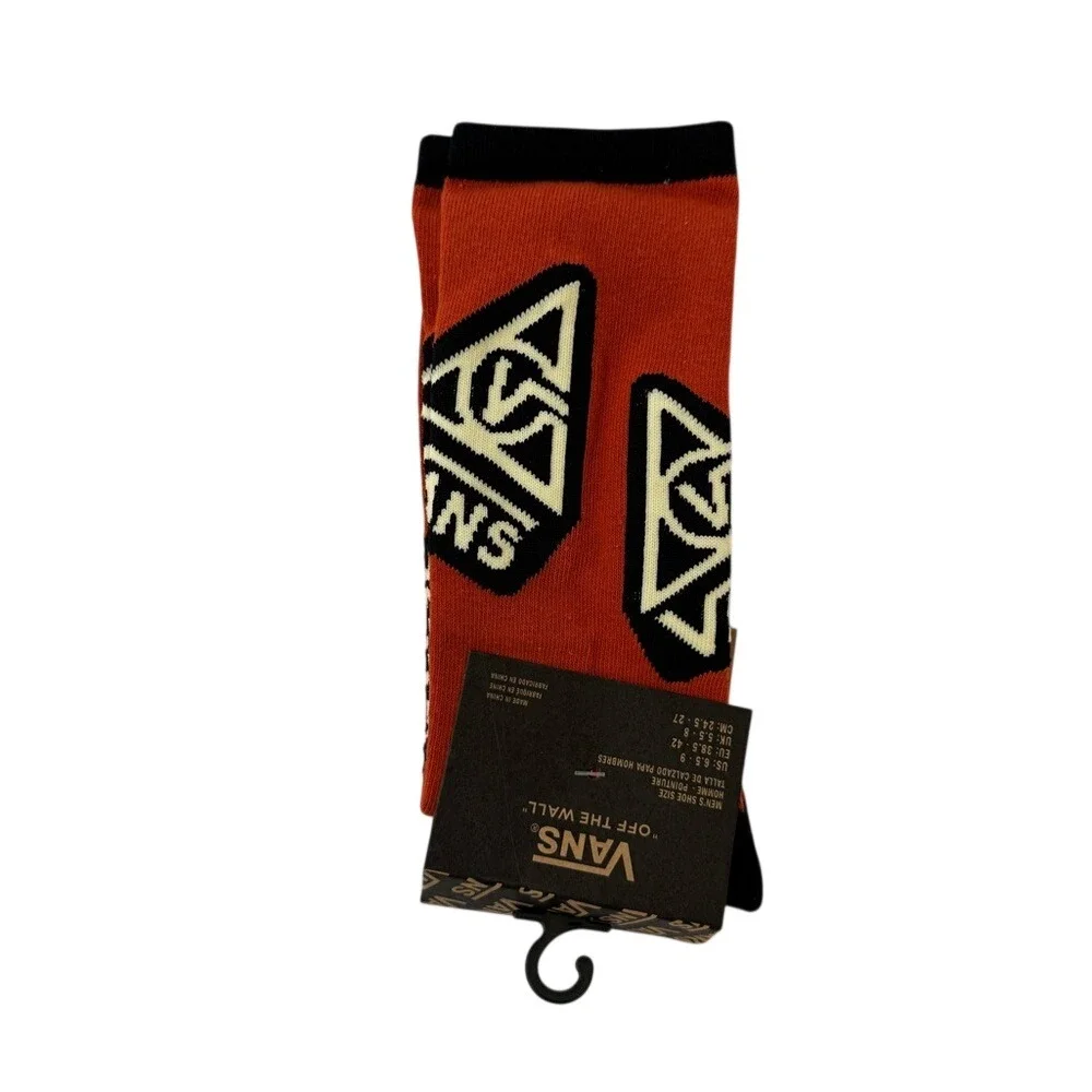 Vans Crew Socks Mens Womens Unisex‎ Size 6.5-9 Orange Black Geometric Triangle